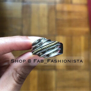 Sterling Silver Statement ring with gold